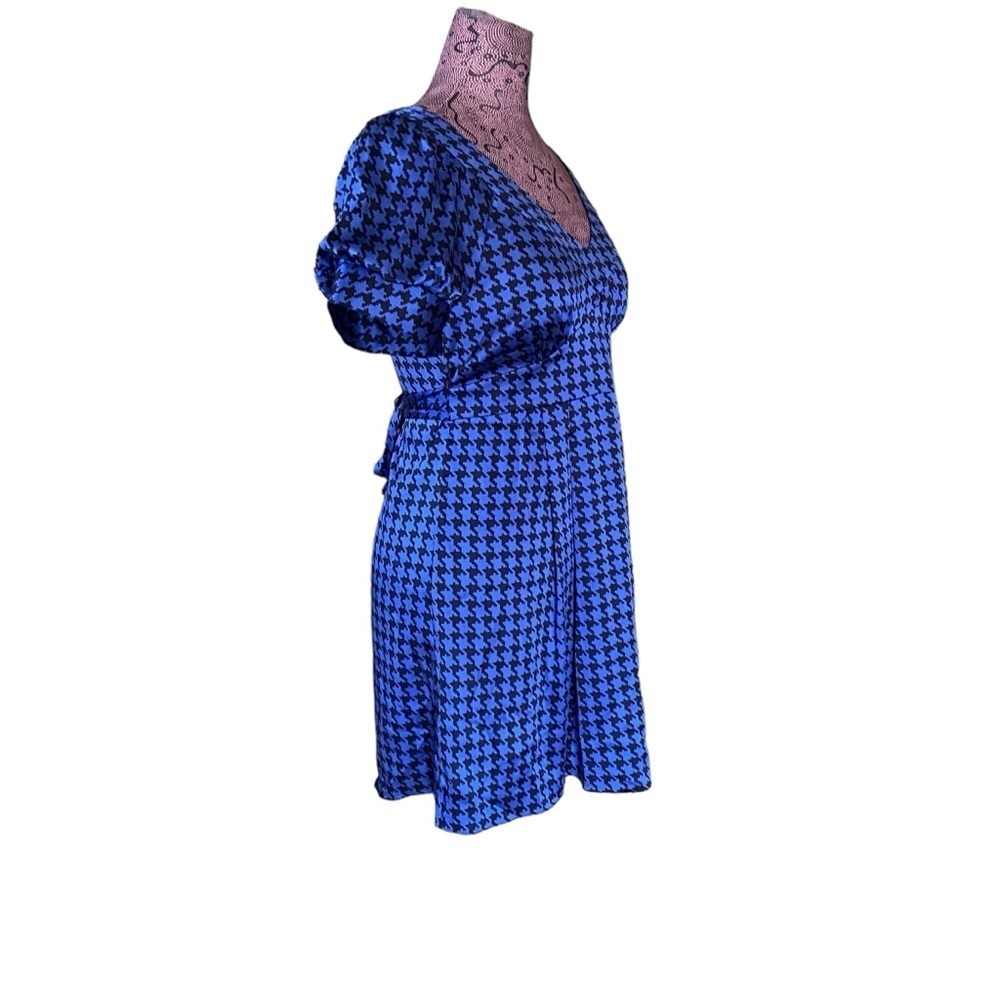 Y2K Vintage Betsey Johnson Sz 6 Silk Blend Houndstooth Dress - Picture 2 of 6